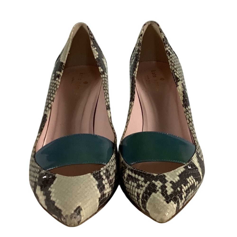 Kate Spade Snakeskin Embossed Leather Teal Strap Pointed Toe Pumps Size 7B Italy